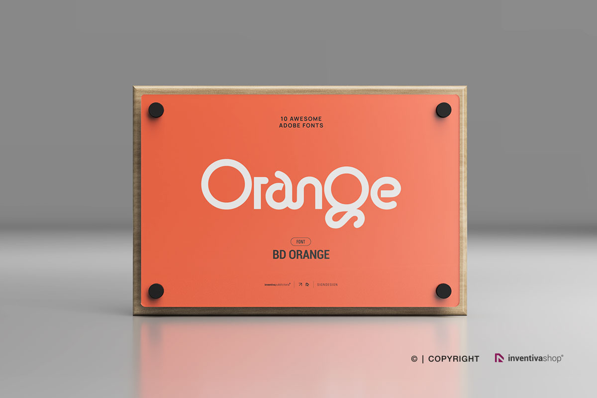 Fonts Orange su targa professionale DualPlate wood